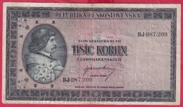 1000 Kčs b.l.1945 BJ