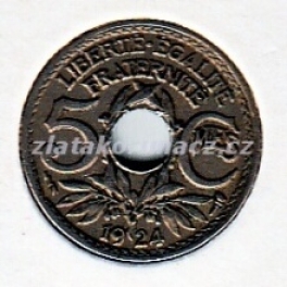 Francie - 5 centimes 1924 vlnky