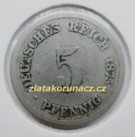 Německo - 5 Reich Pfennig 1875 B