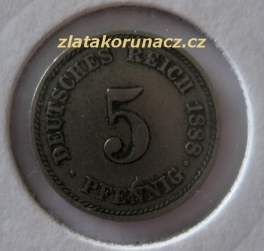 Německo - 5 Reich Pfennig 1888 A
