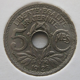 Francie - 5 centimes 1923 vlnky