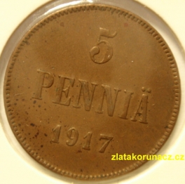 Finsko - 5 penniä 1917