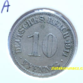 Německo - 10 Reich Pfennig 1911 A