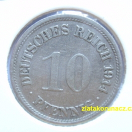 Německo - 10 Reich Pfennig 1914 F