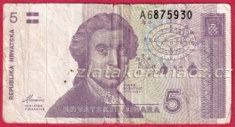 Chorvatsko - 5 Dinara 1991