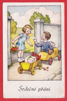 Děti v autíčku s dárky