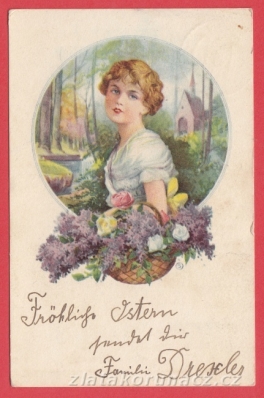 Dívka s košíkem květin
