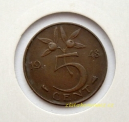 Holandsko - 5 cent 1948