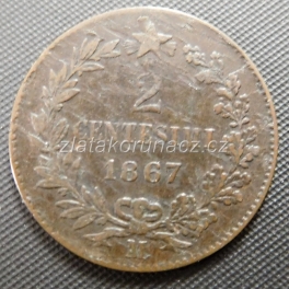 Itálie - 2 centesimi 1867 M