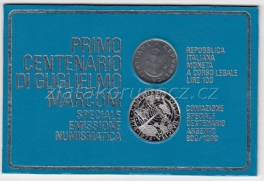 Itálie -1974- Sada mince s Ag medailí