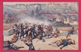 Jiří Plachý se studenty hájí Prahu proti Švédům r. 1648