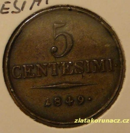5 centesimi F.J.I.-1849 M