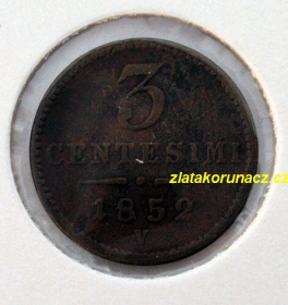 3 centesimi F.J.I.-1852 V