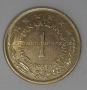 Jugoslávie - 1 dinar 1981
