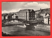 Ostrava - nábřeží řeky Ostravice s mostem Miloše Sýkory II.