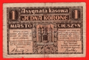 Polsko-Cieszyn - 1 Korone 1919 -žlutá