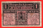 Polsko - Cieszyn - 1 koruna 1919 růžová